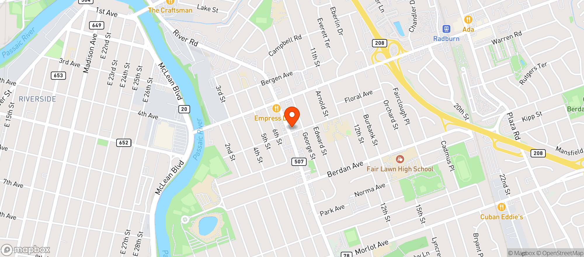 Map showing B & B Liquors