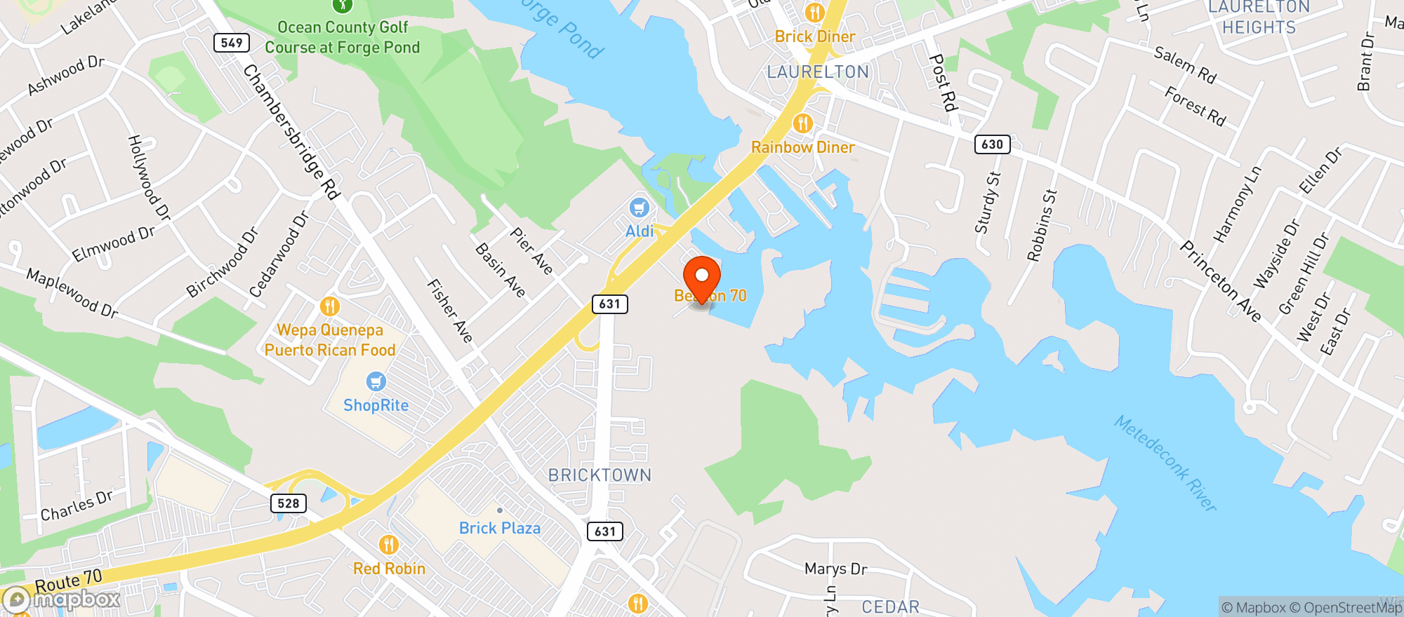 Map showing Beacon 70