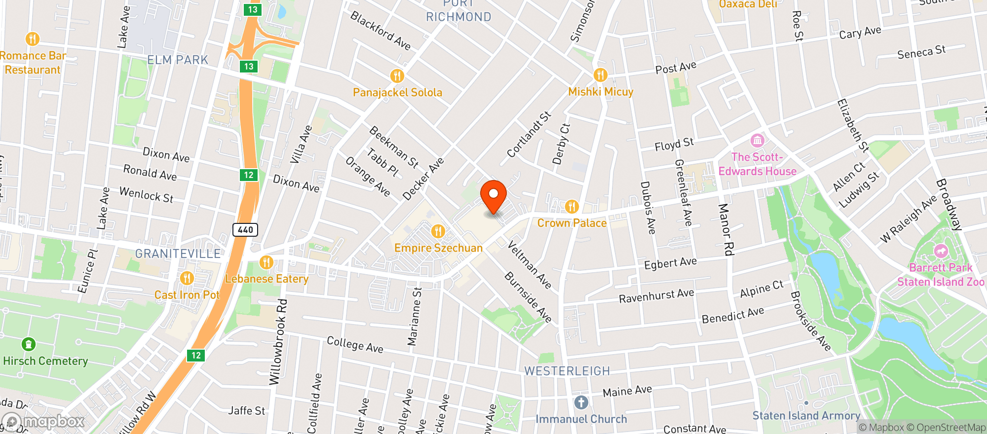 Map showing STOP & SHOP (1351 FOREST AVENUE)