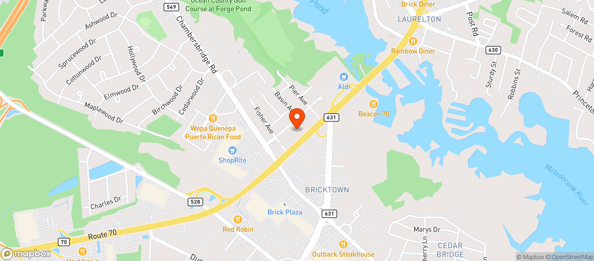 Map showing JOE CANAL'S (BRICK)