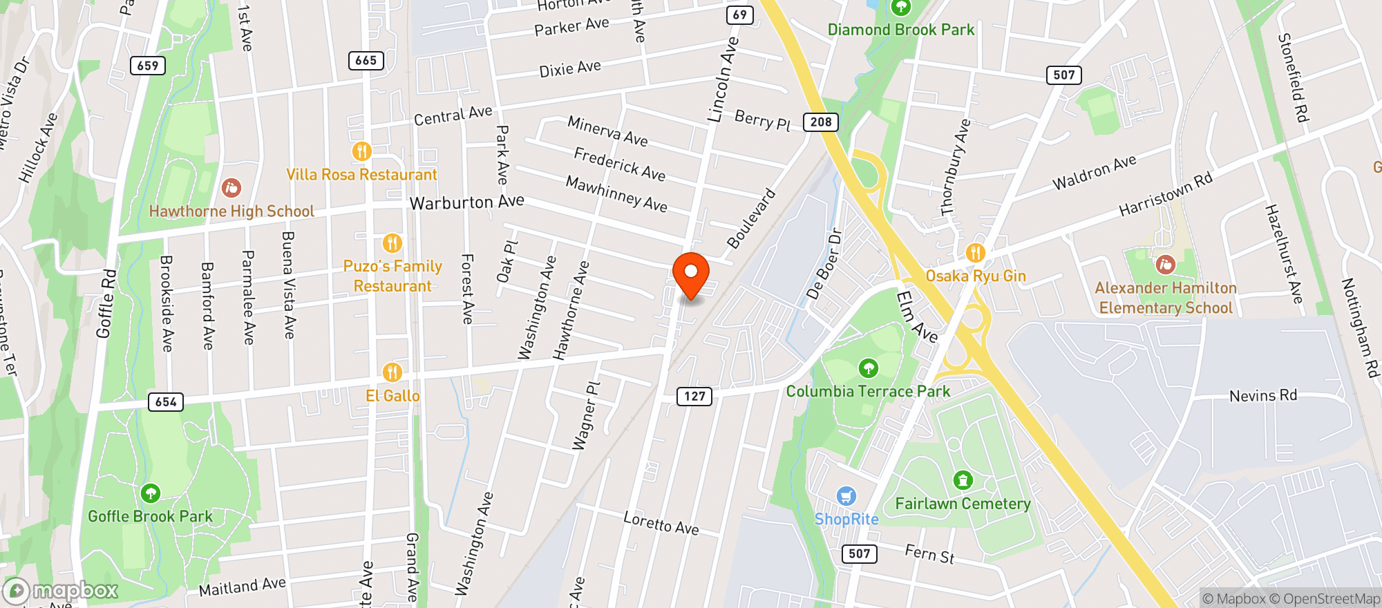 Map showing Glen Rock Liquors