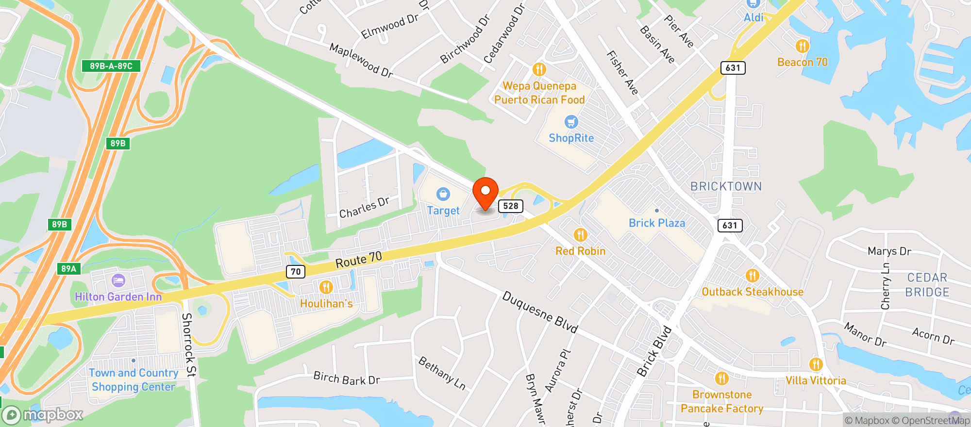 Map showing Vitamin Shoppe - Brick