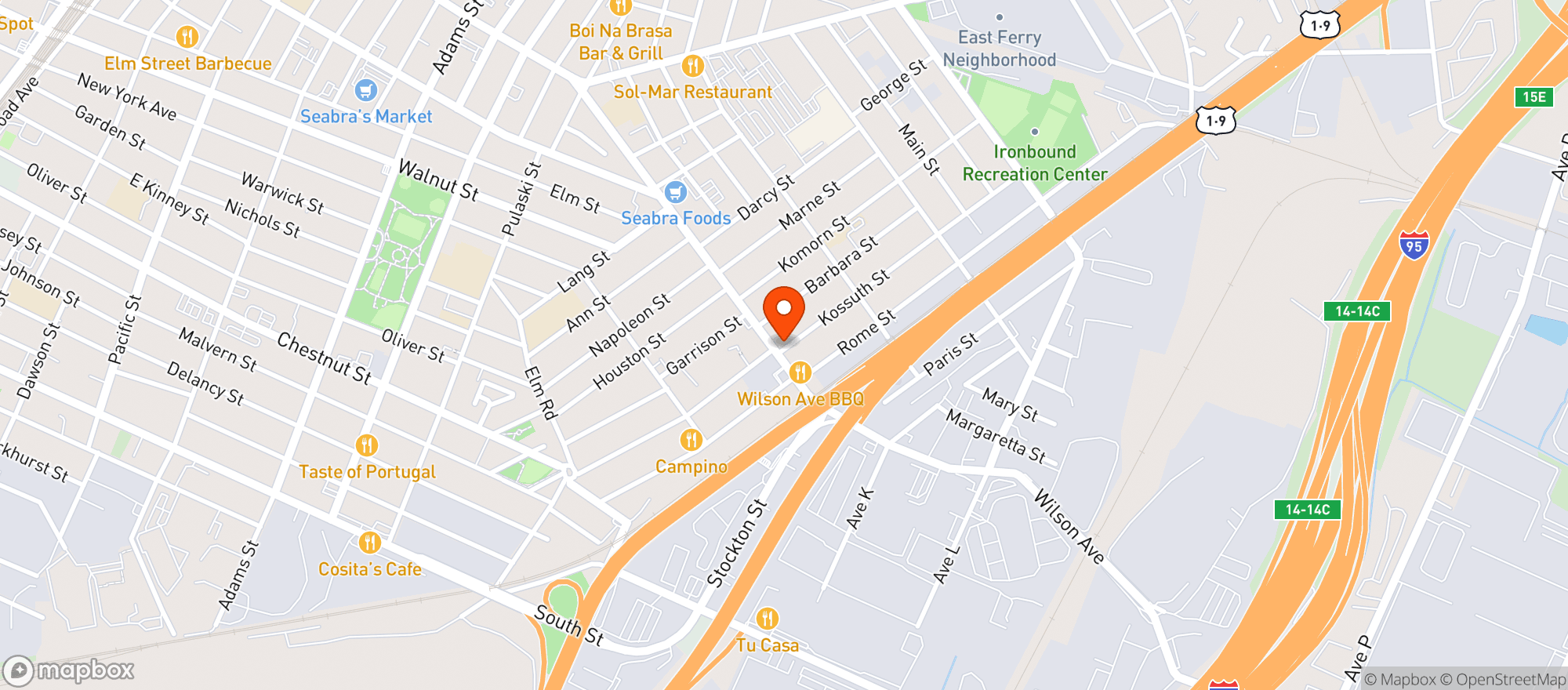 Map showing Blitz Sports Bar