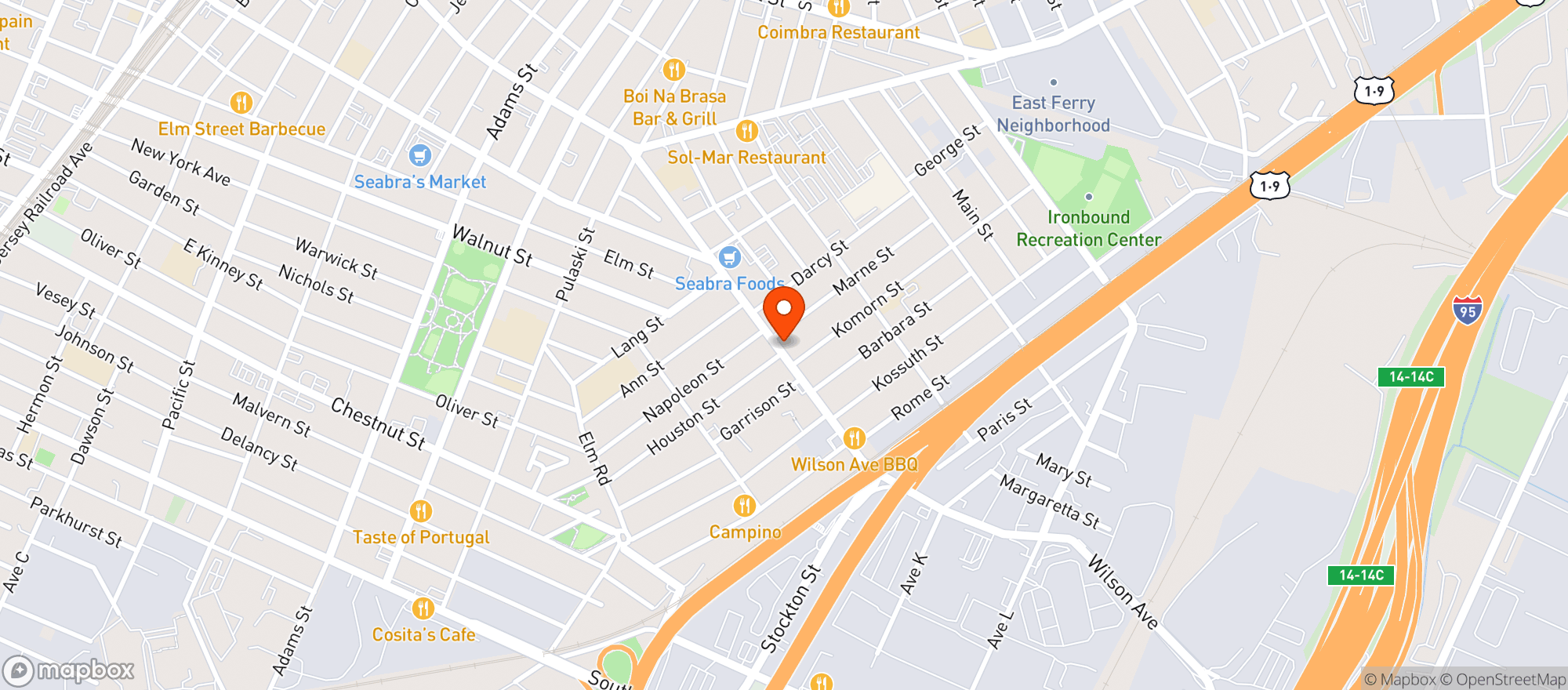 Map showing Bottle Stop Newark