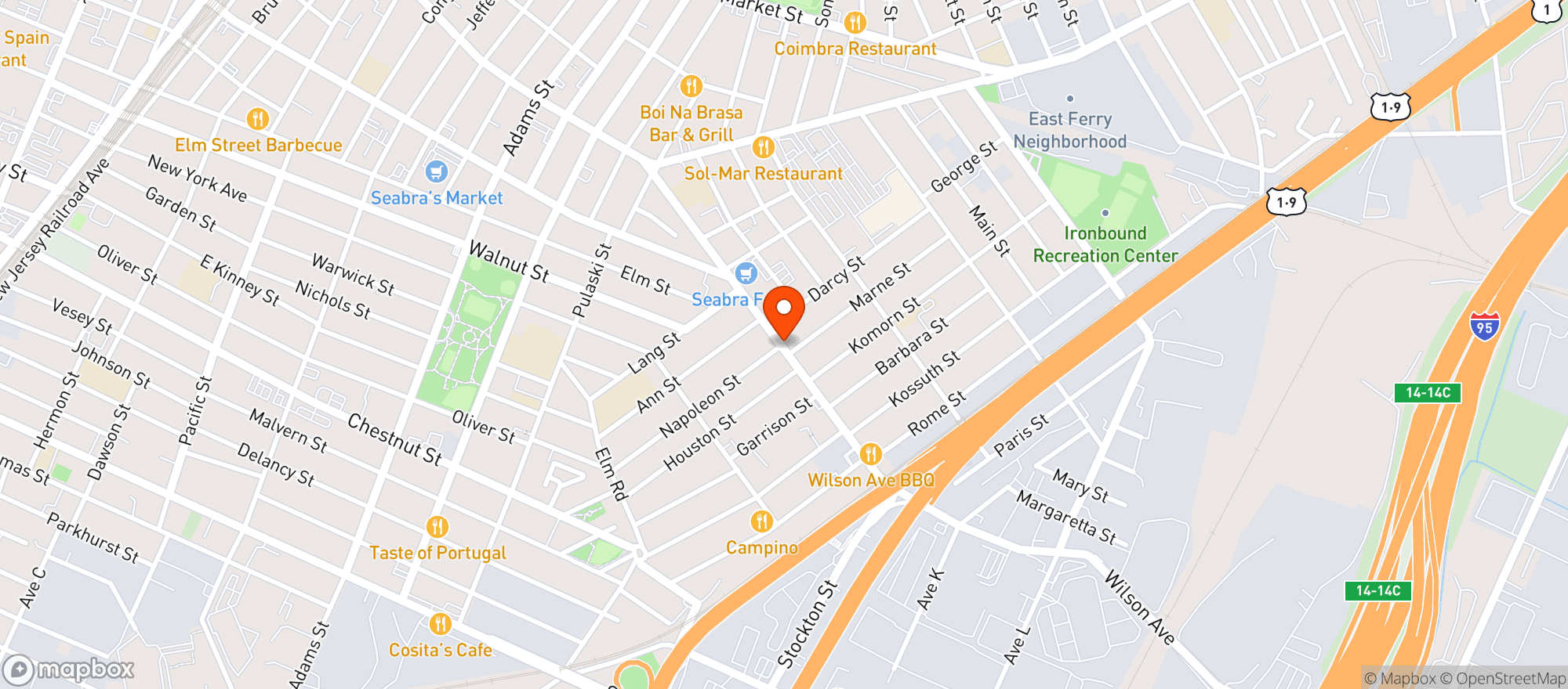 Map showing Cafe Avenida