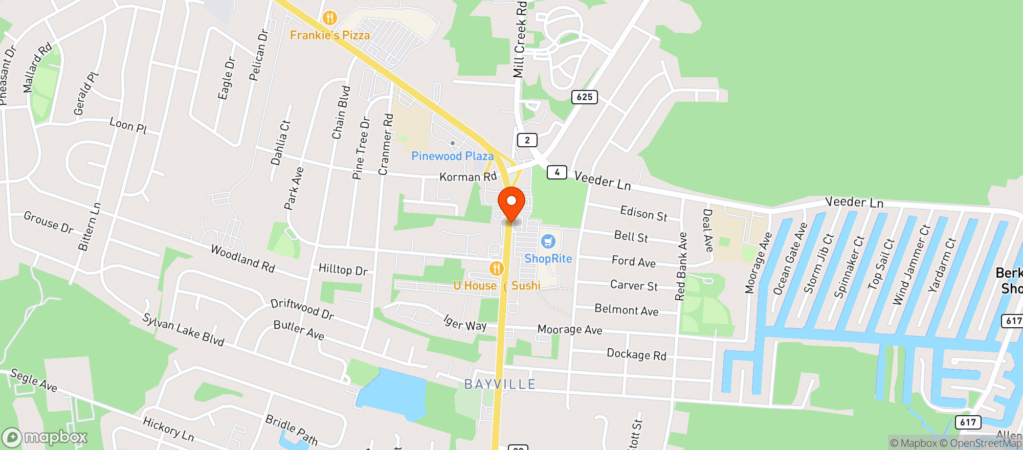Map showing Spirits Unlimited Berkley