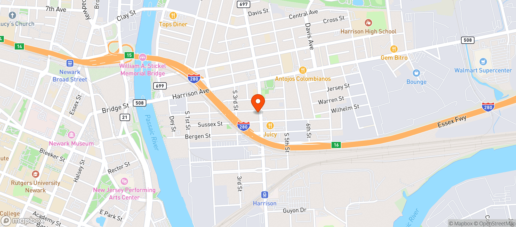 Map showing The Green Room