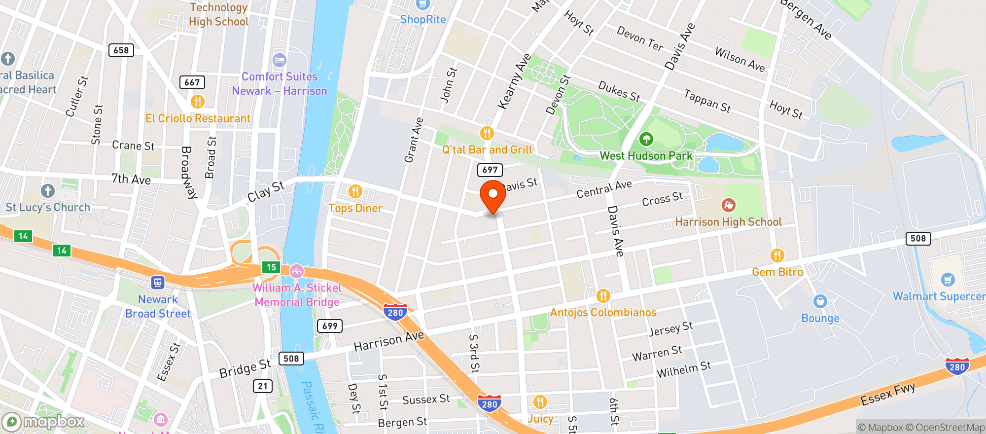 Map showing Harrison Supermarket & De