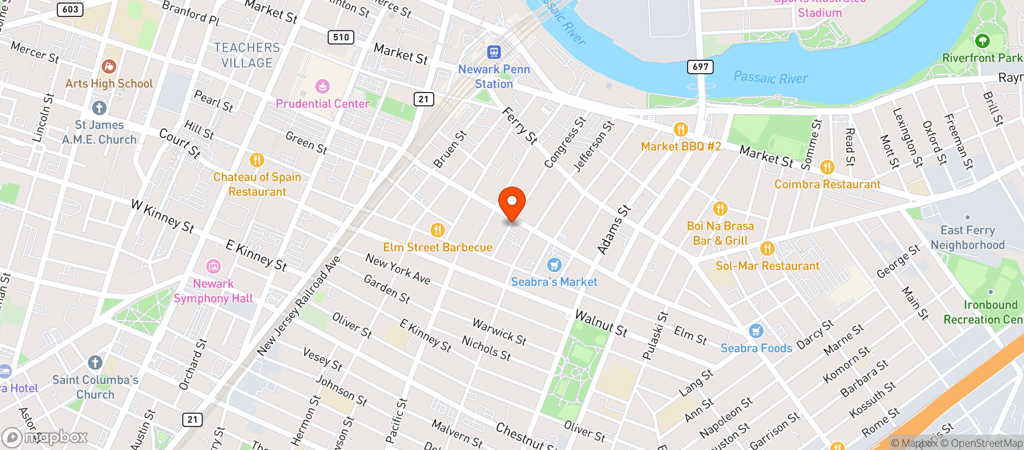 Map showing Olshins Liquor Store