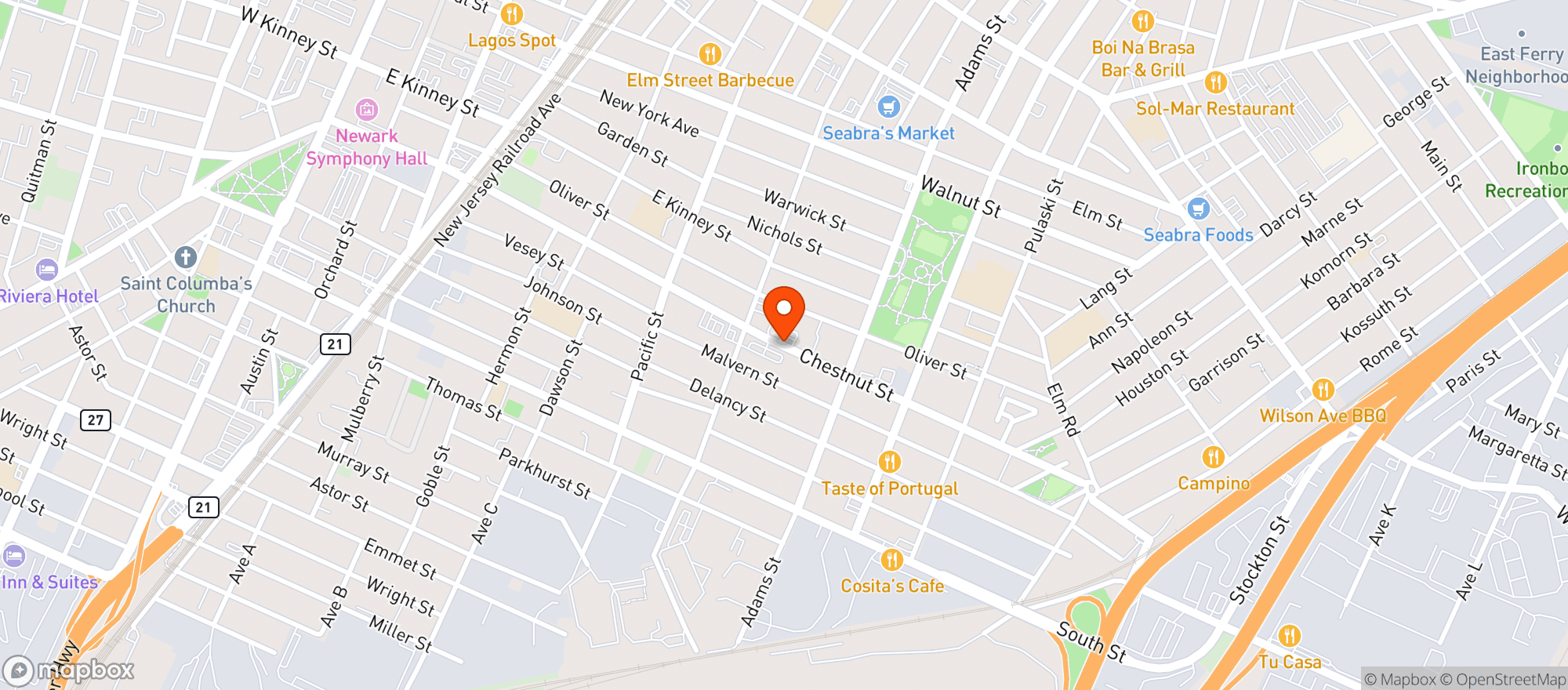 Map showing Seabras Liquors
