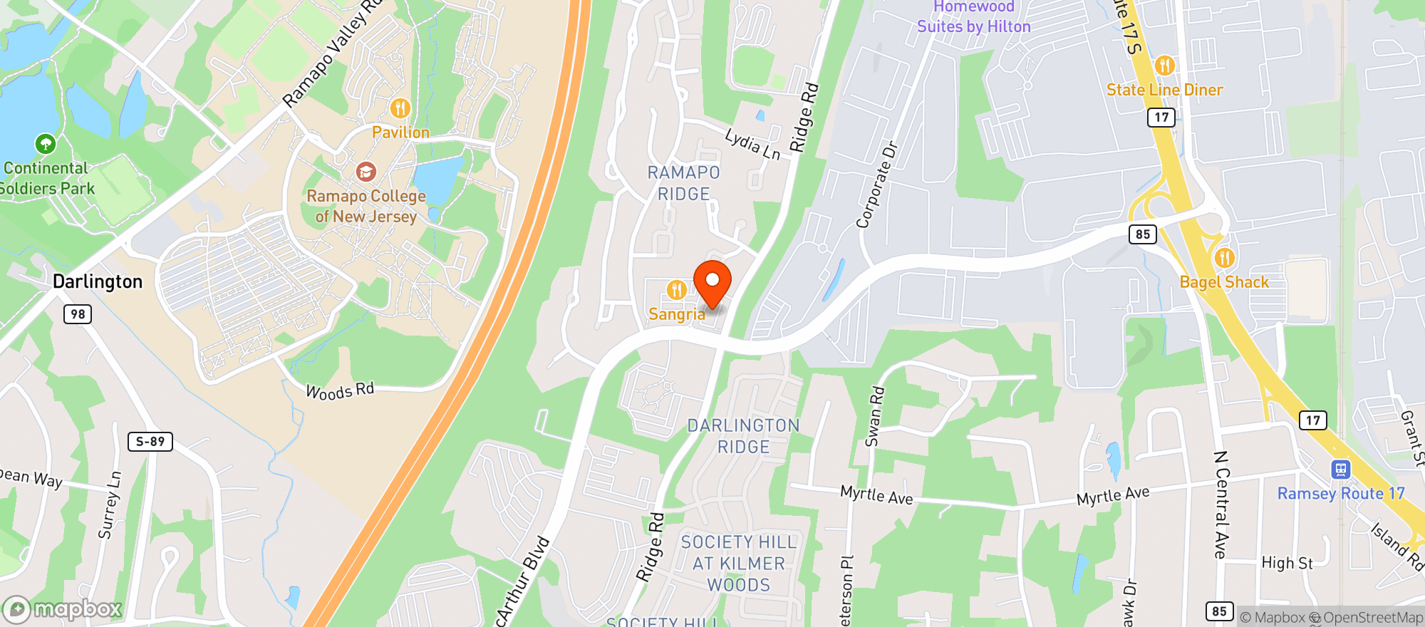 Map showing Mahwah Wine & Liquor
