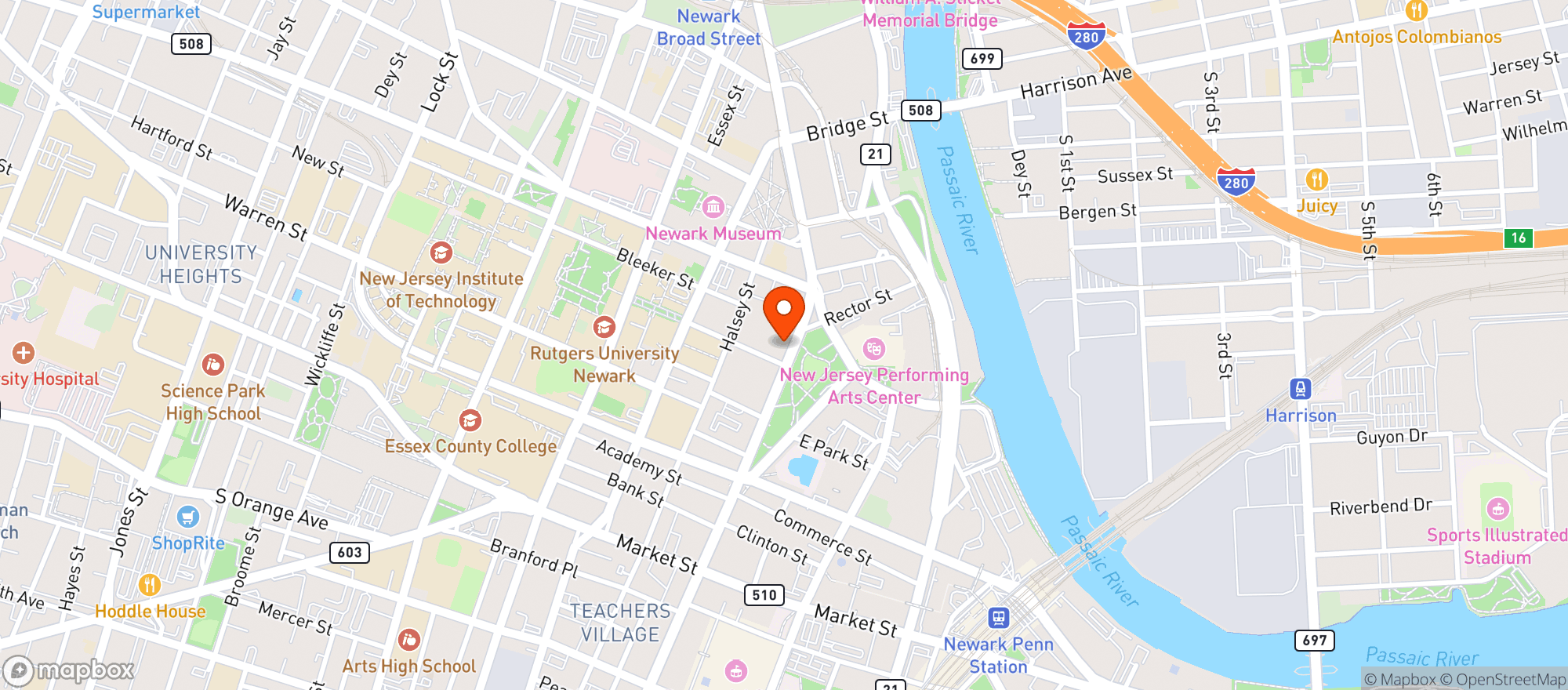 Map showing Harrison Supermarket & De