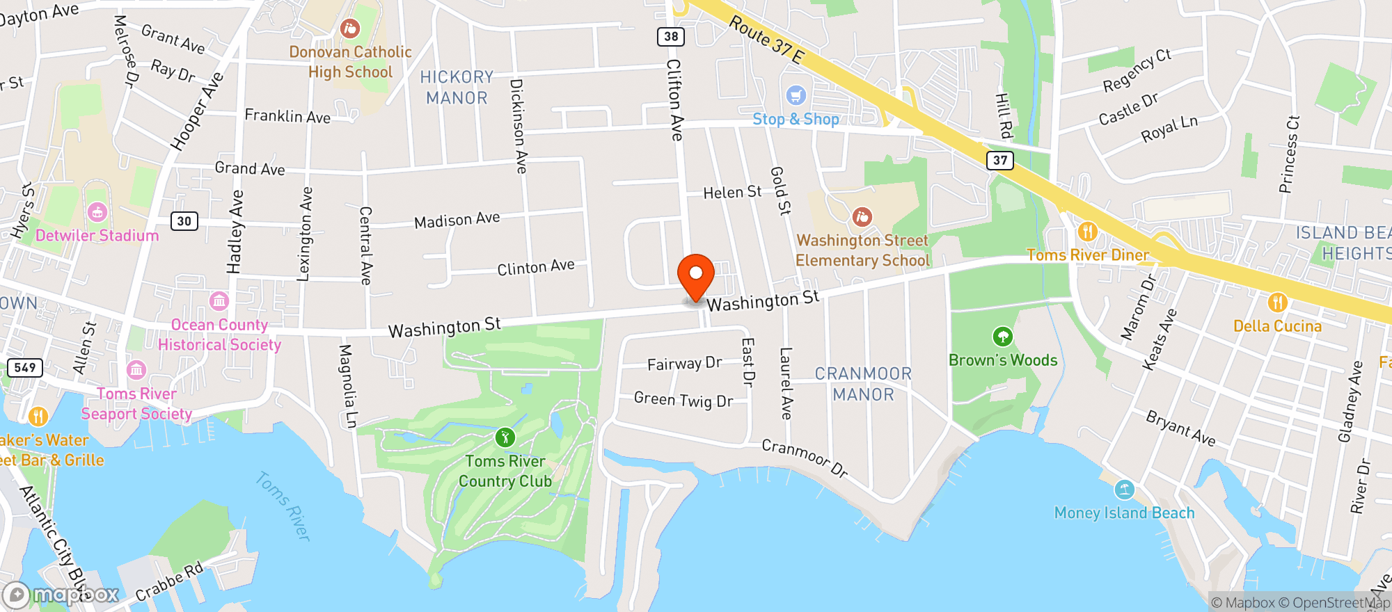 Map showing Elks Lodge