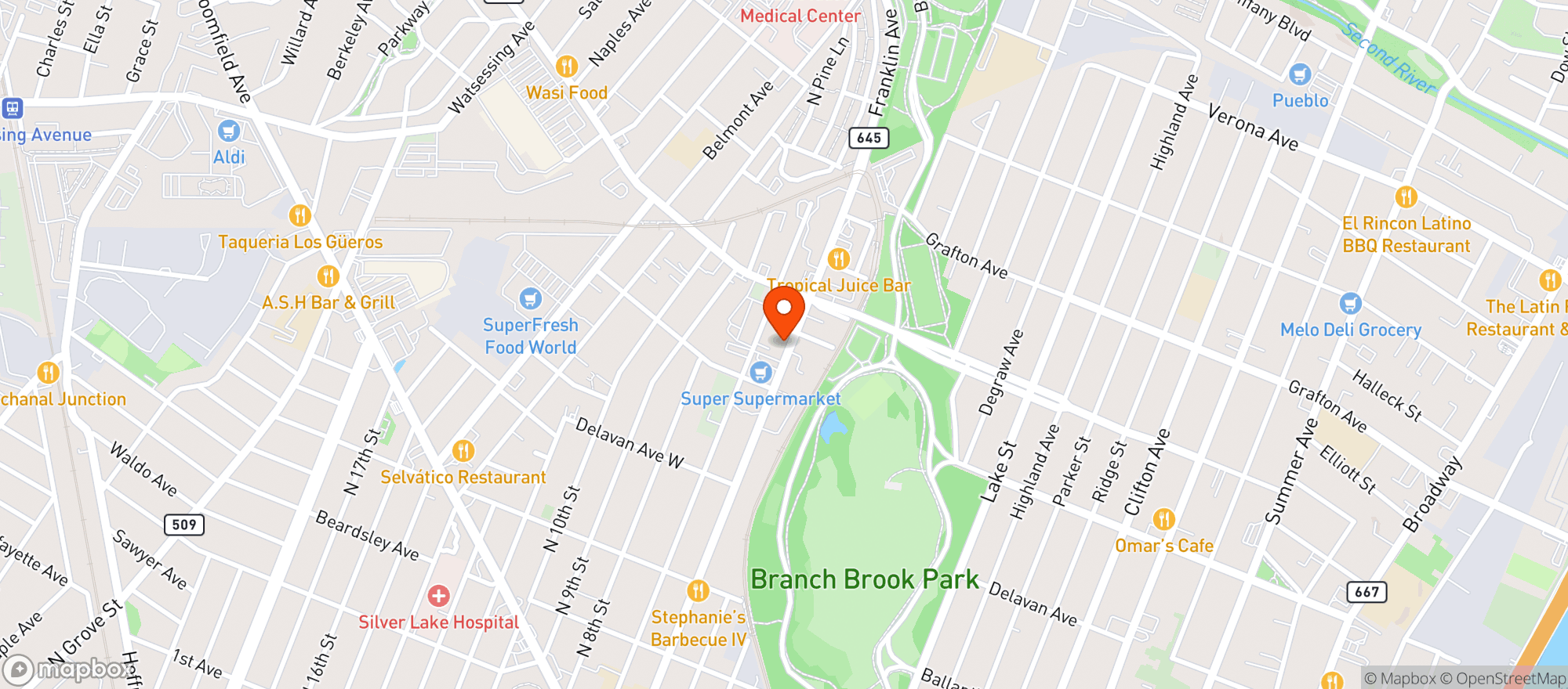 Map showing Express Liquors