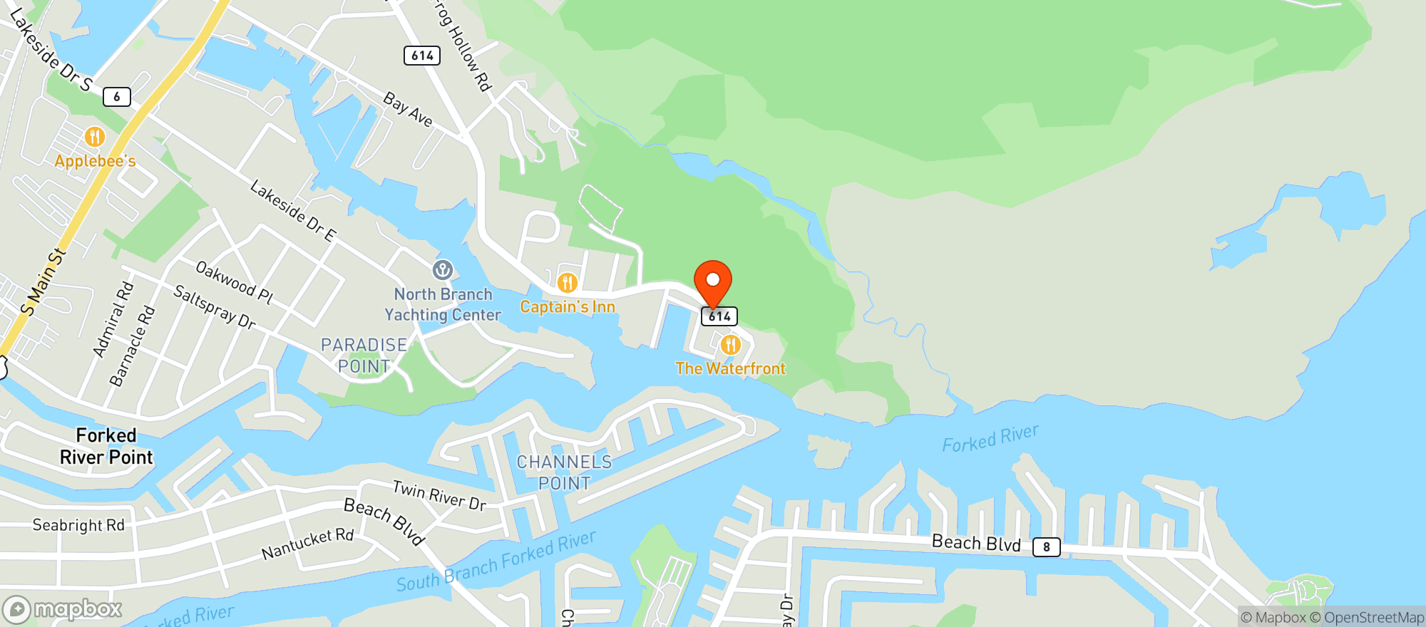 Map showing The Waterfront