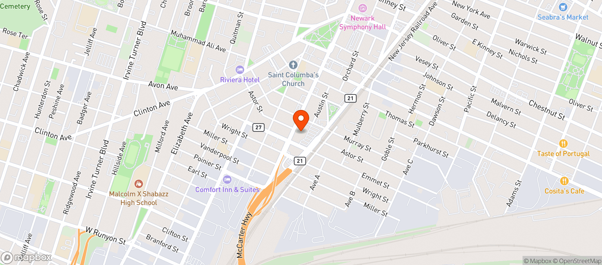 Map showing Door Dash