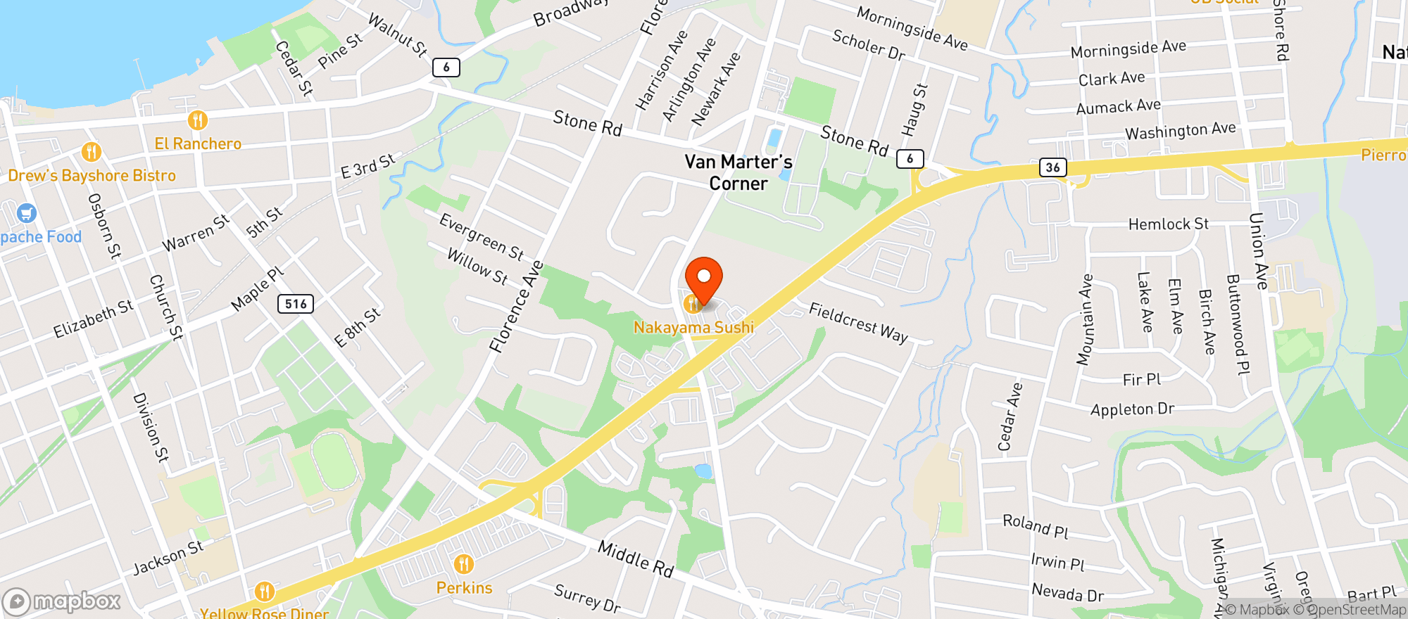 Map showing Poole Ave Bar & Grill