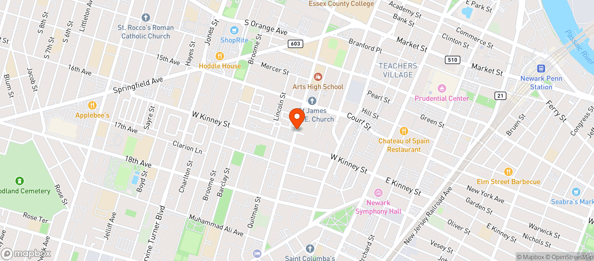 Map showing Angel Liquors