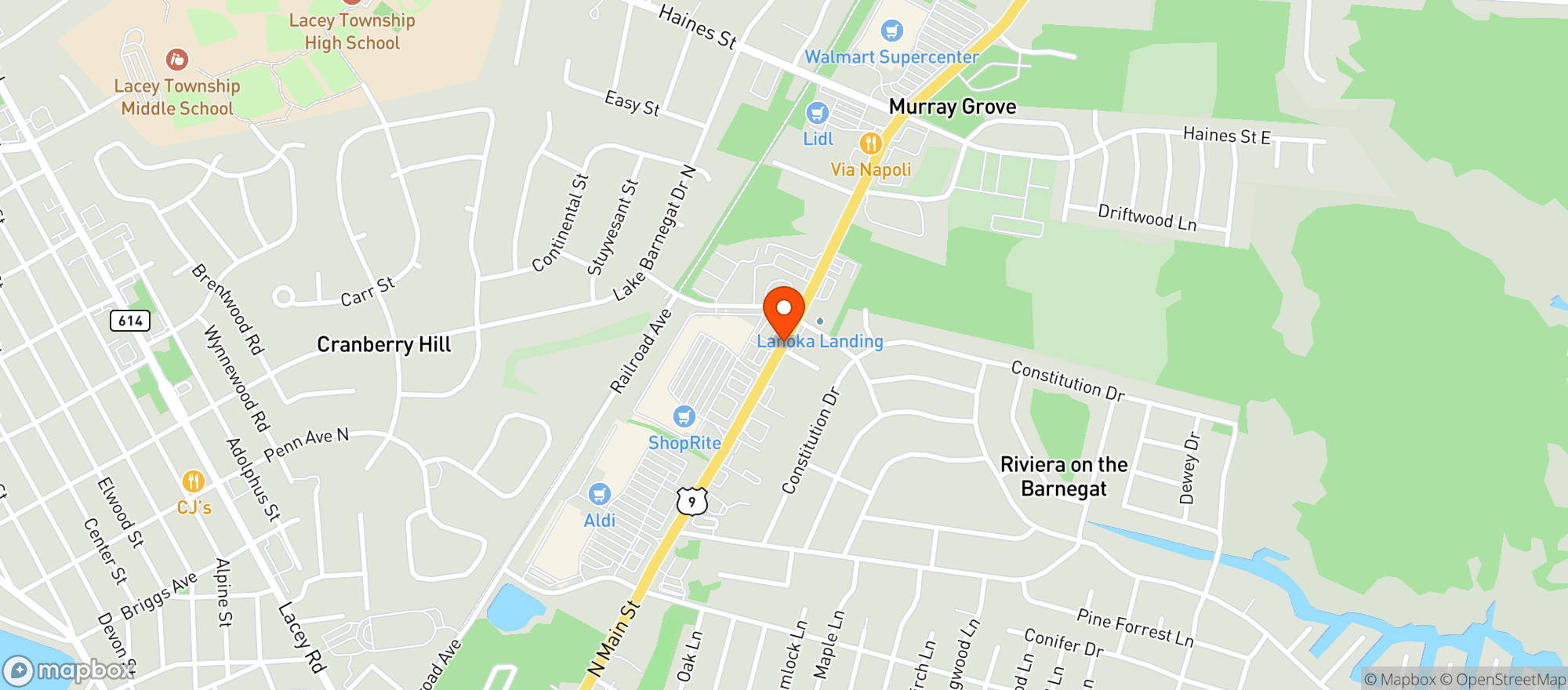 Map showing LACEY LIQUORS