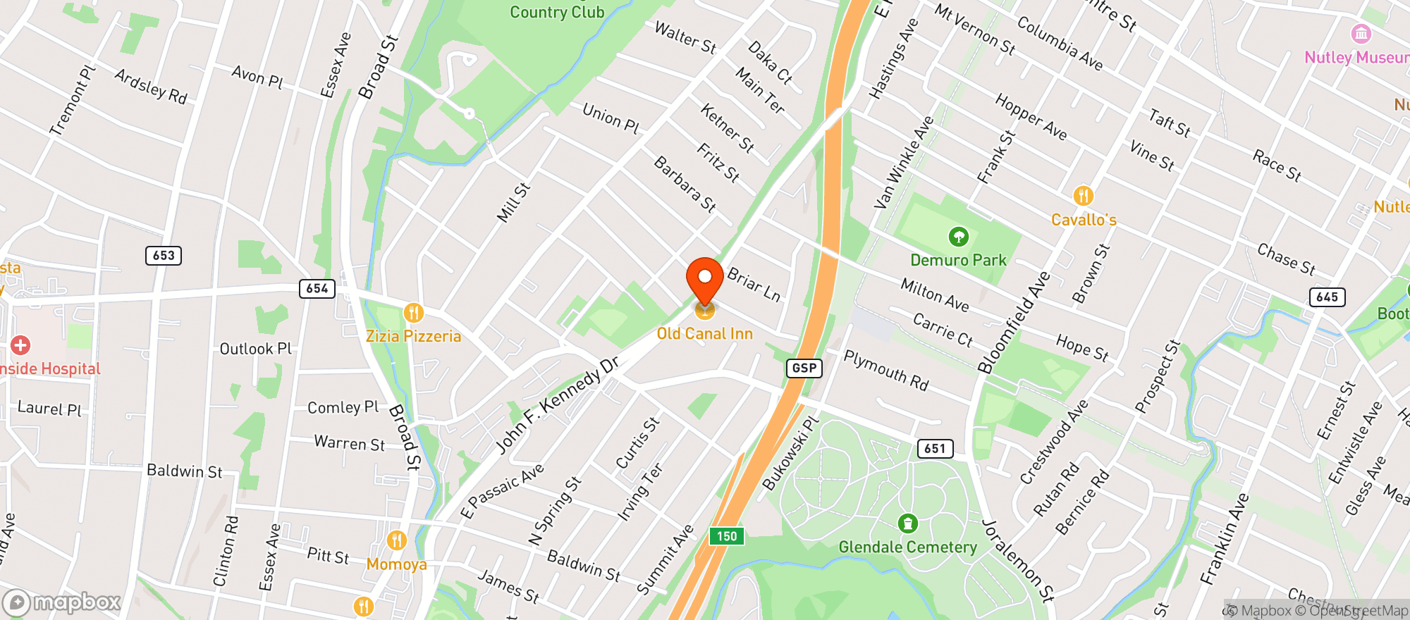 Map showing Old Canal Inn