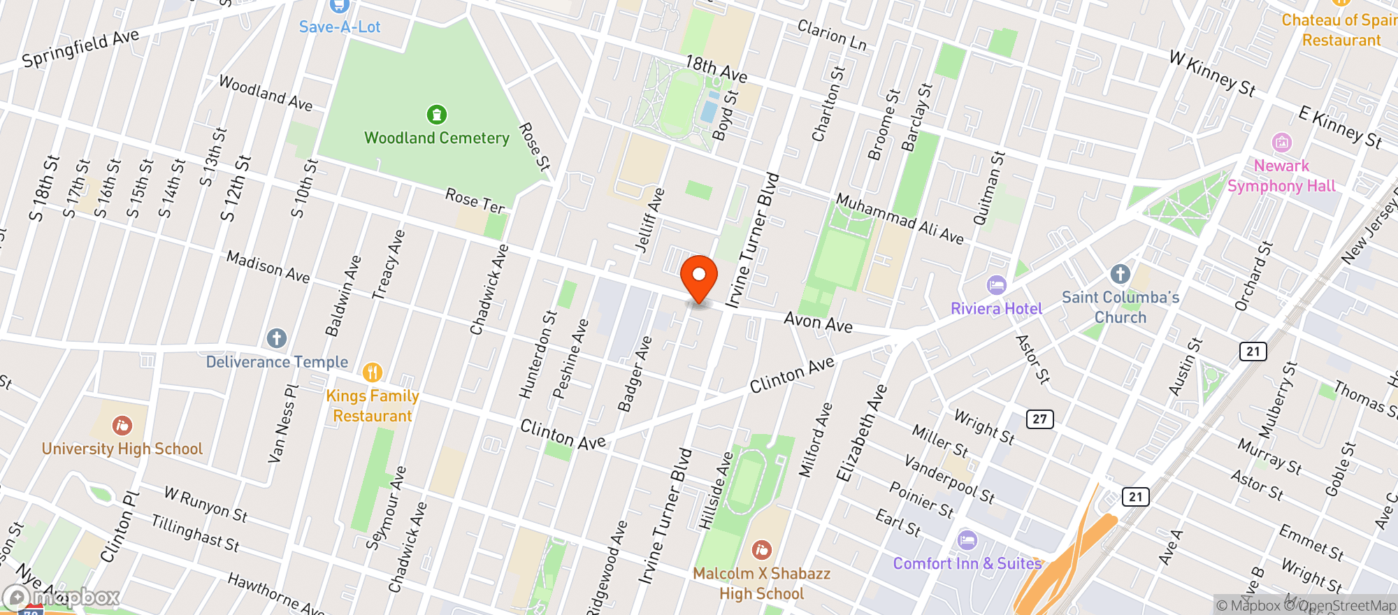 Map showing Brick City Liquors