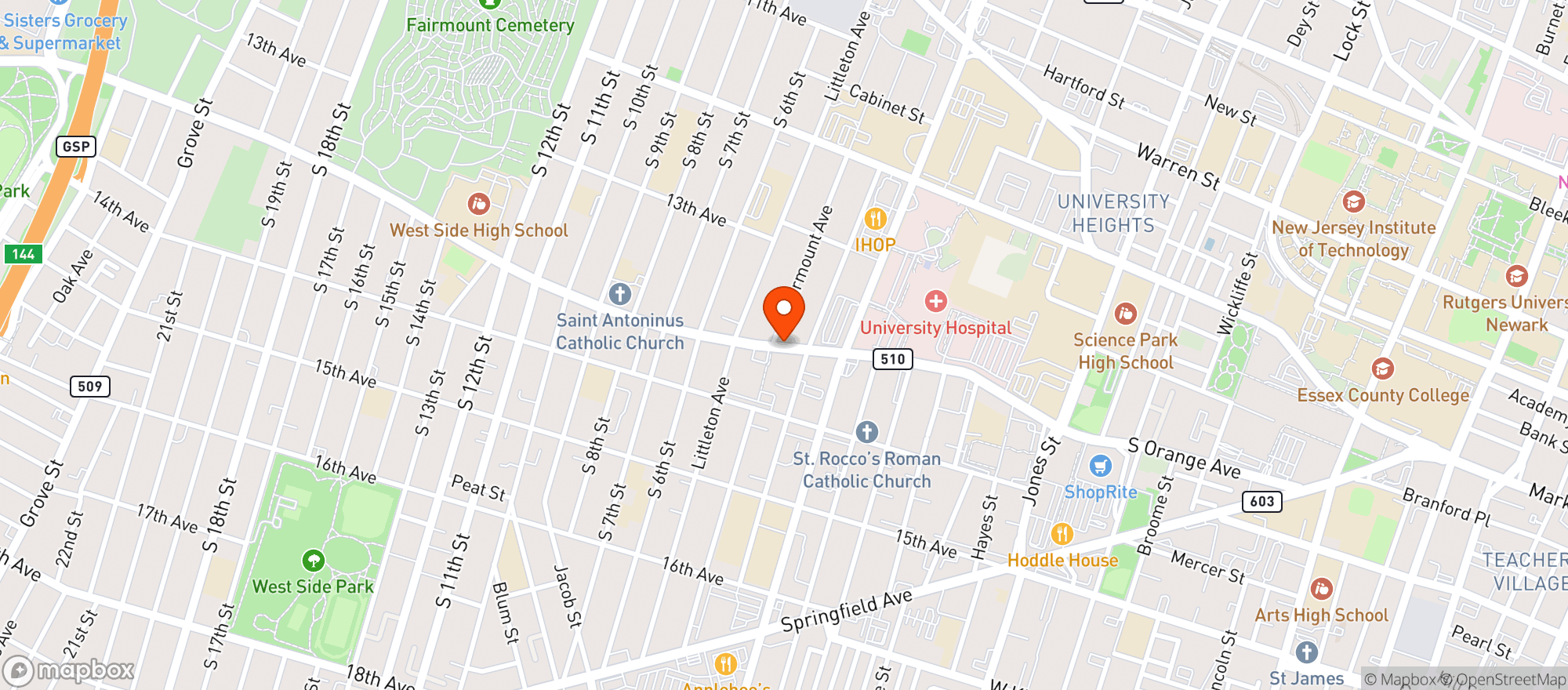 Map showing Quality Liquors