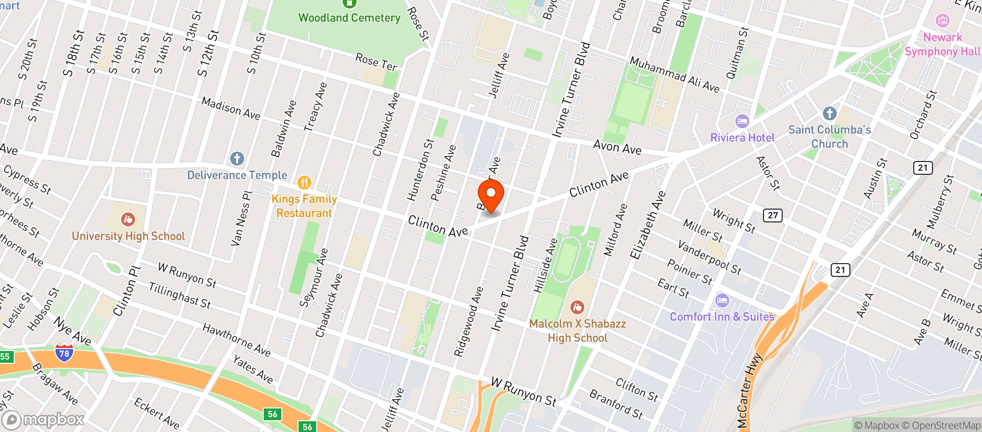 Map showing Tony Liquors Ii
