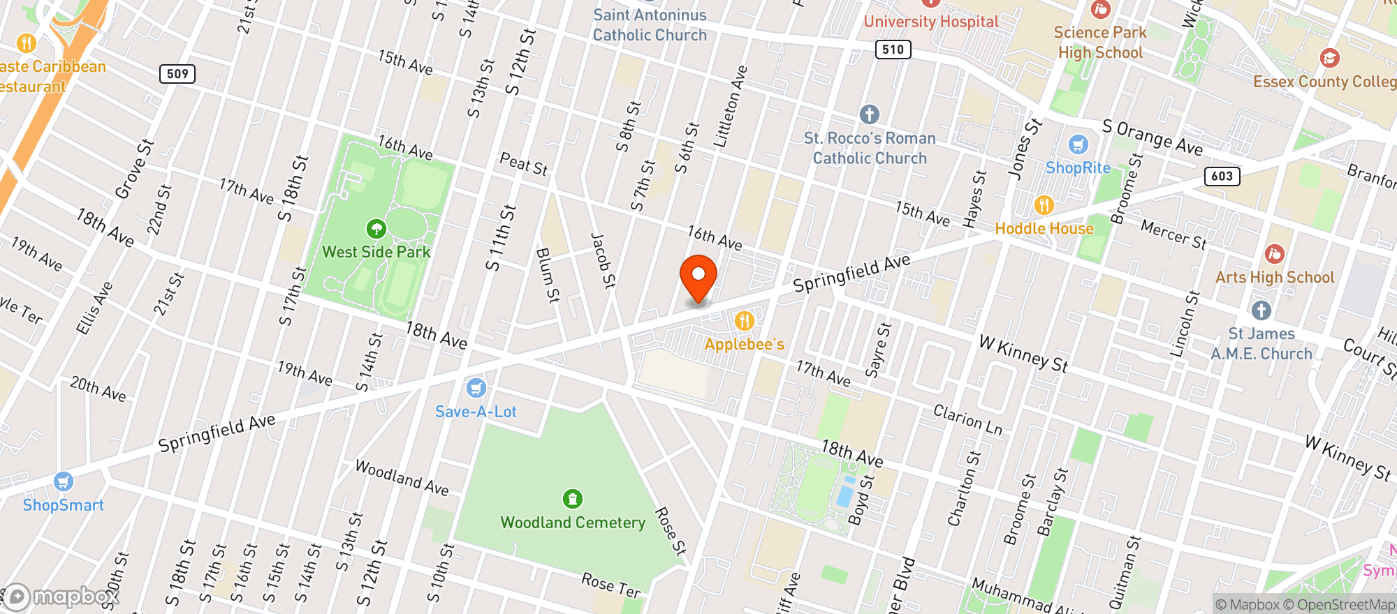 Map showing New Owl Liquor Store