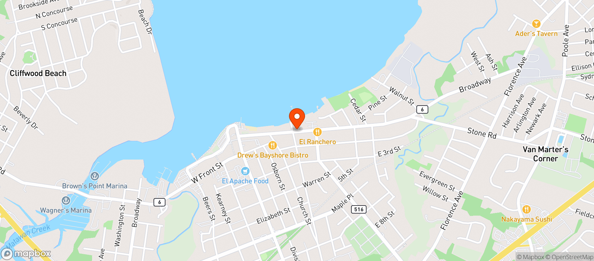Map showing Keyport Yacht Club