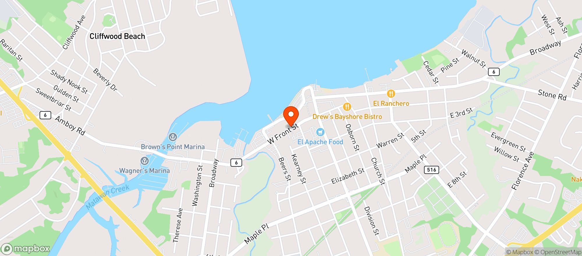 Map showing Burlews Seafood & Steak