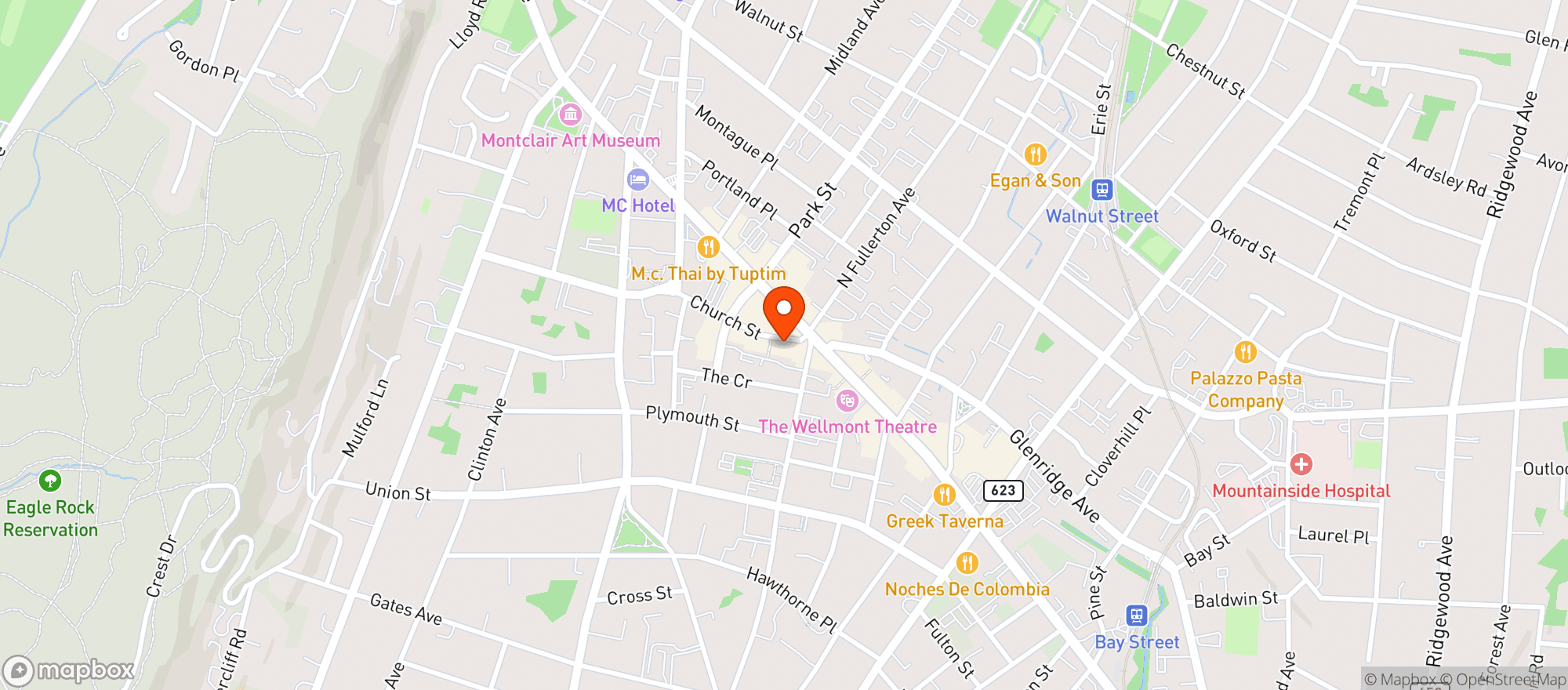 Map showing The Green Room Nj- Montclair