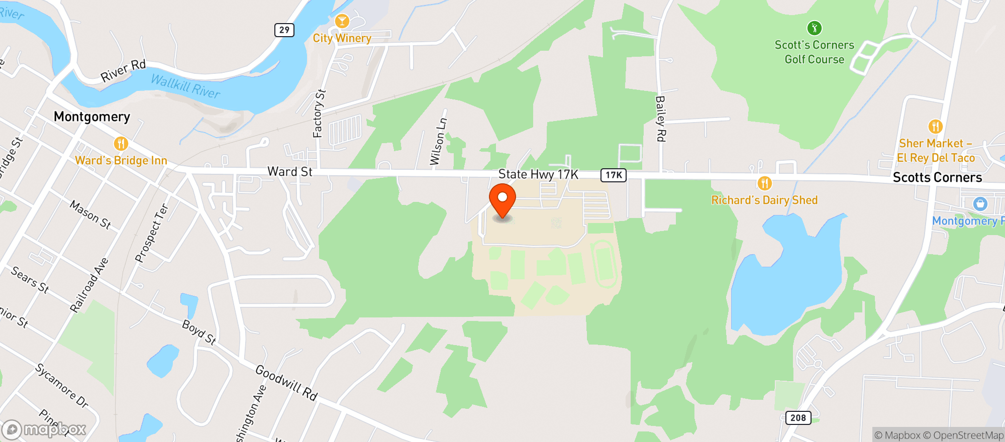 Map showing Valley Central Middle School