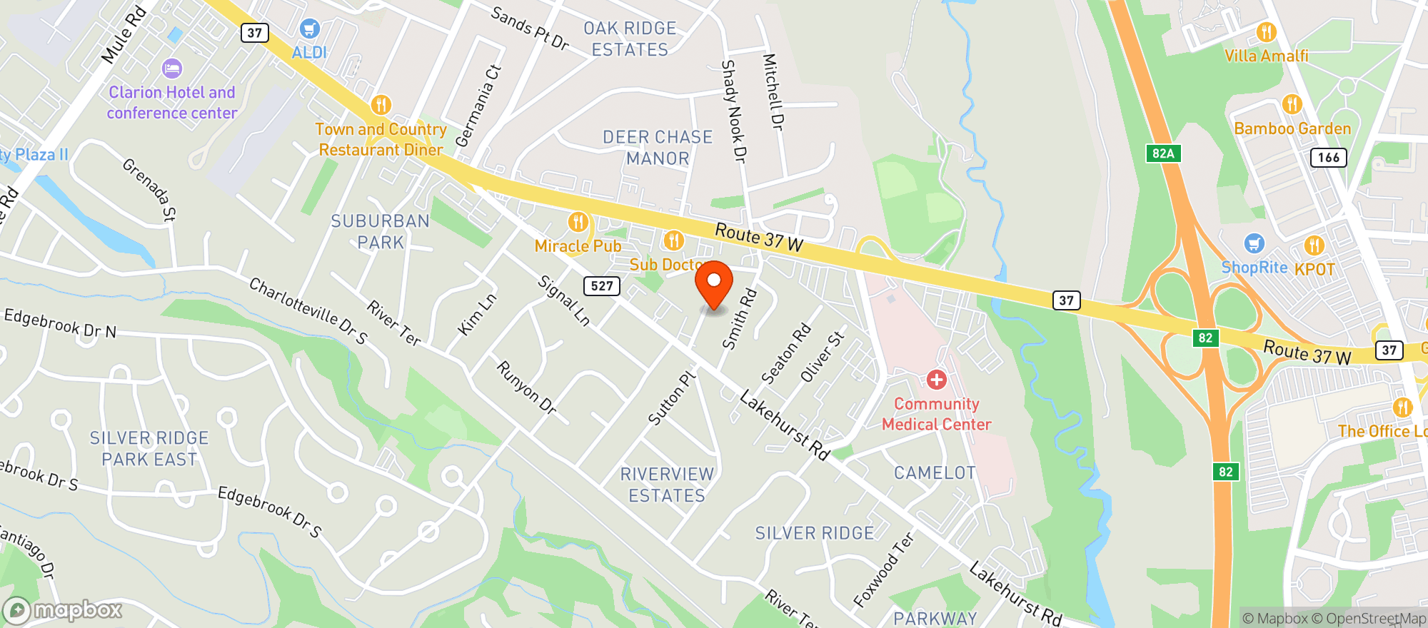 Map showing Spirits Unl/Toms River