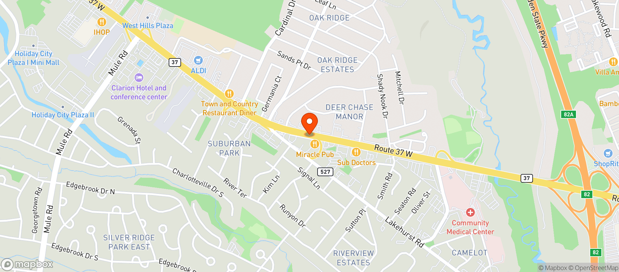 Map showing Miracle Bar & Liquor