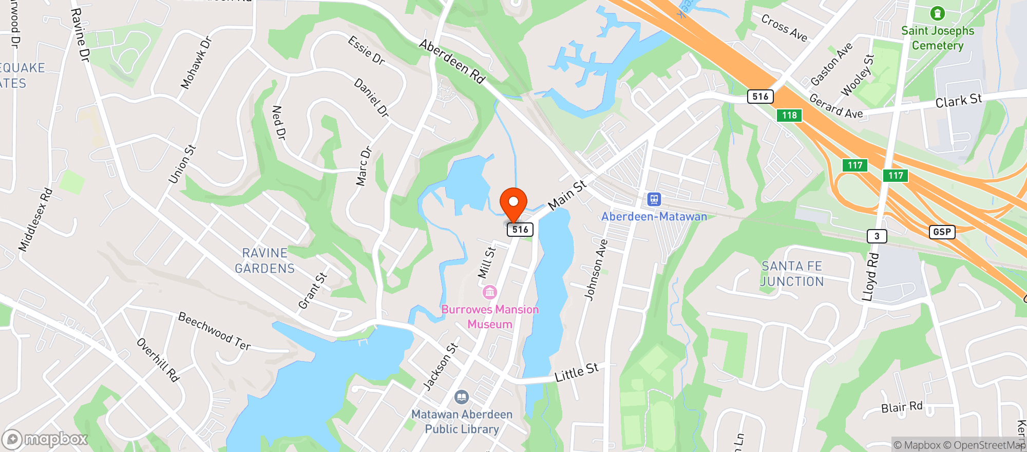 Map showing Matawan Wine & Spirit