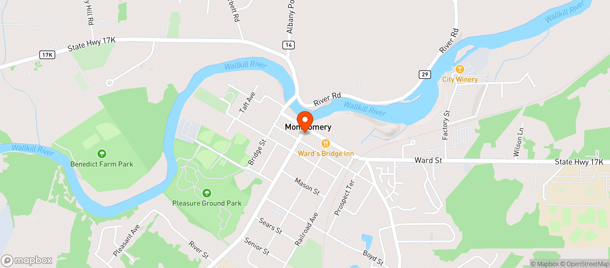 Map showing Rosemarys Pub & Grub
