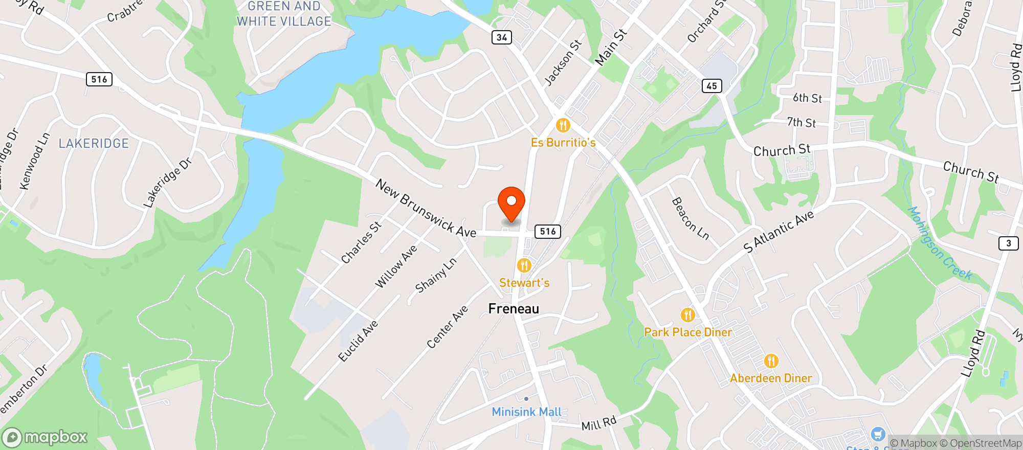 Map showing Matawan Cleaners