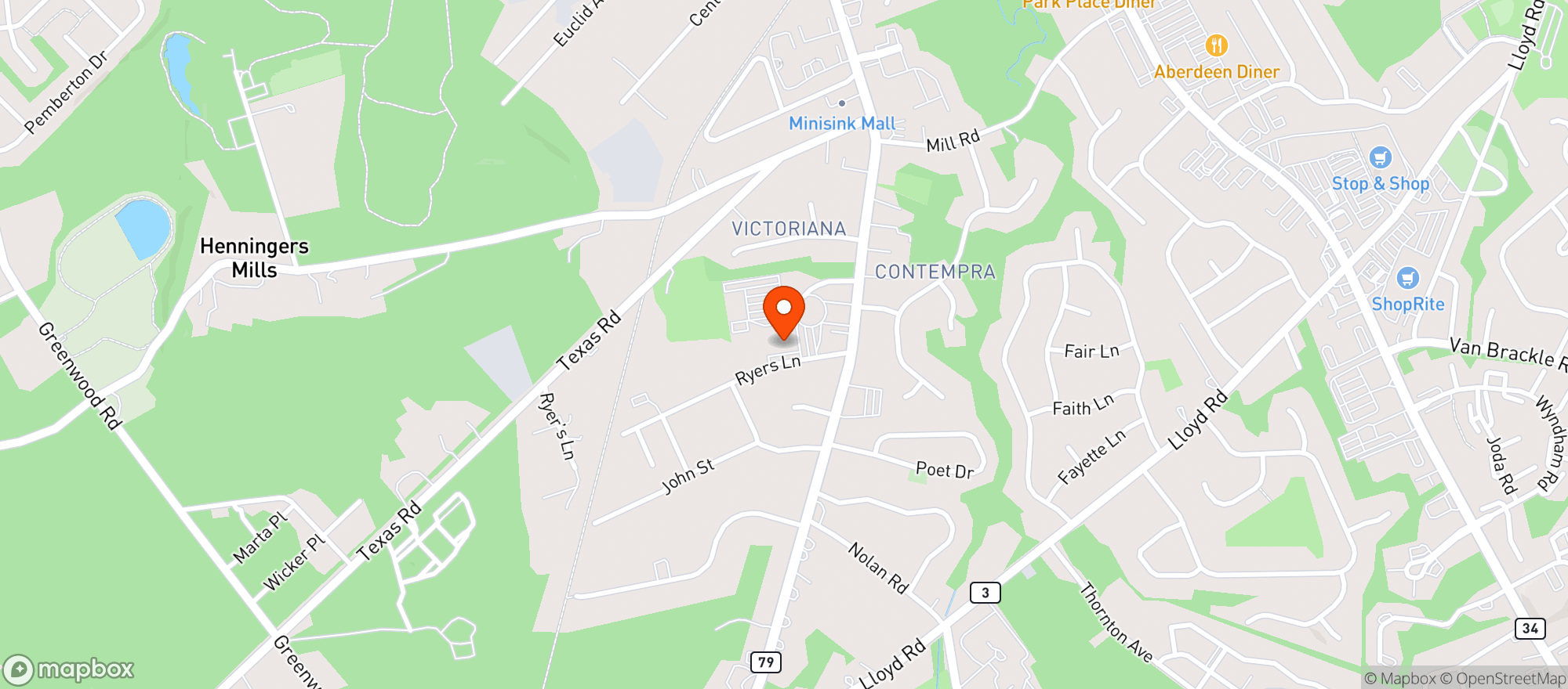 Map showing Mayer Catering Inc