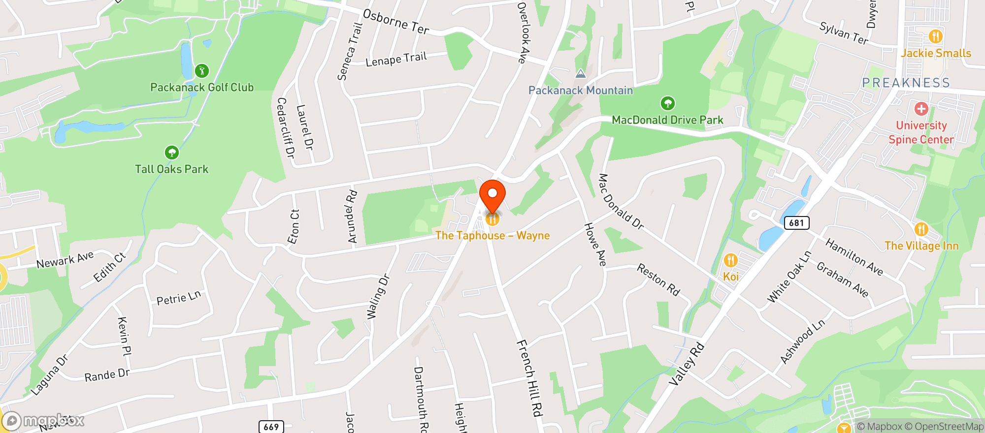 Map showing The Taphouse