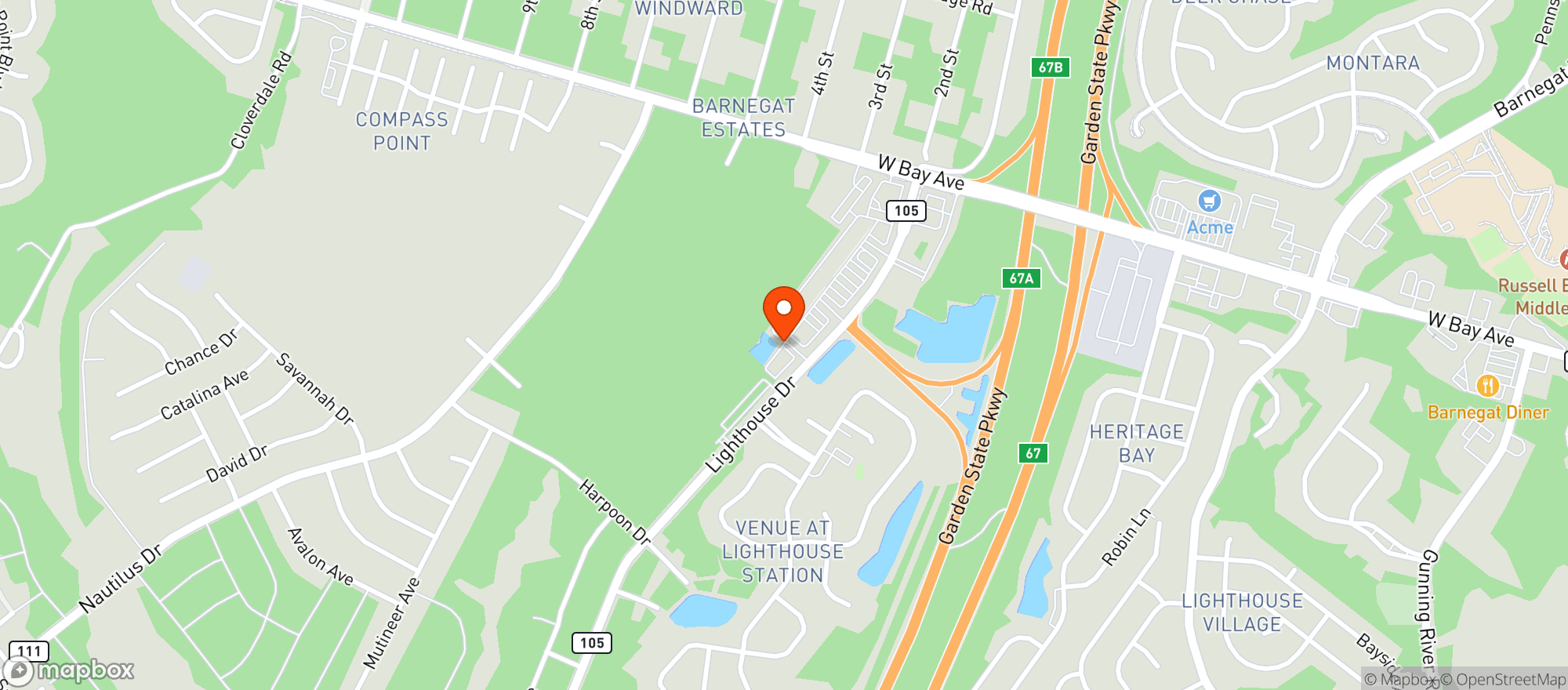 Map showing Joe canals Barnegat