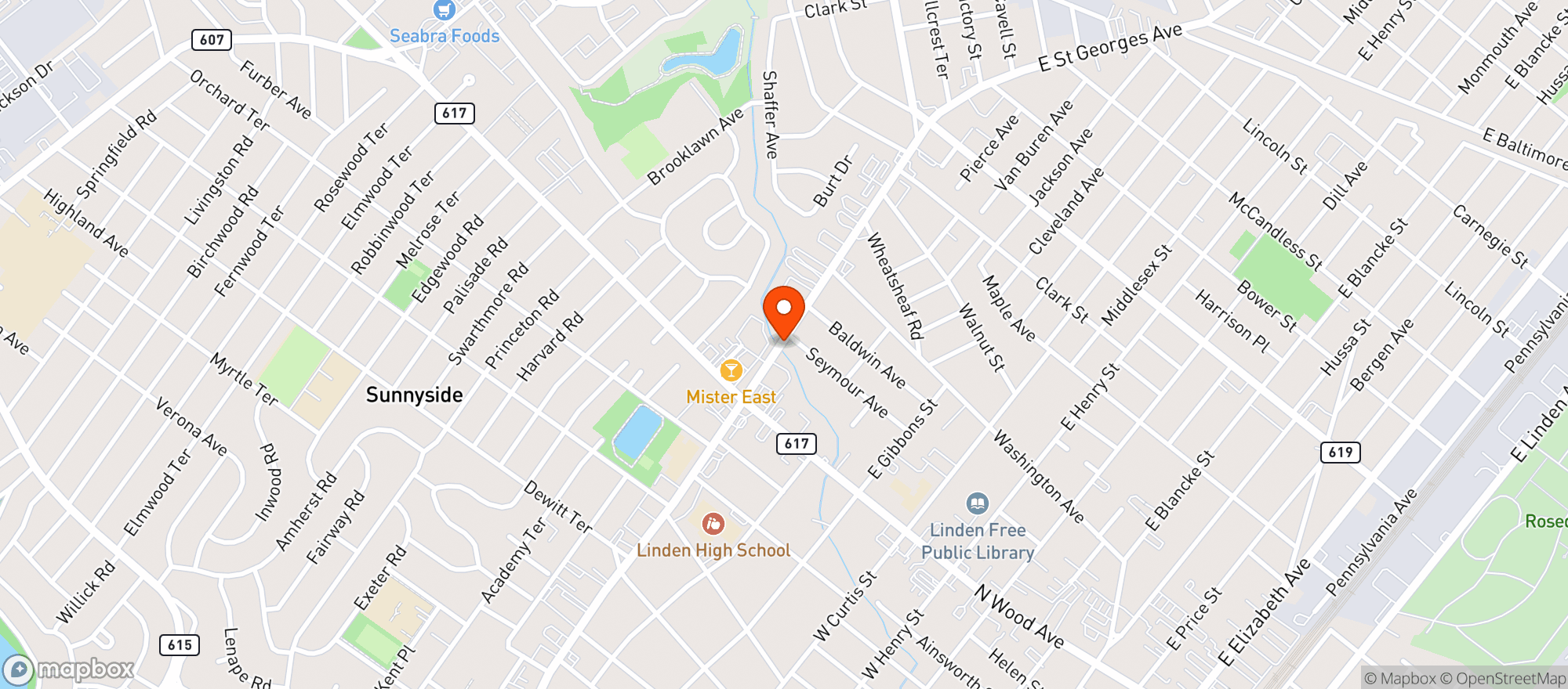 Map showing Linden Discount Liquors