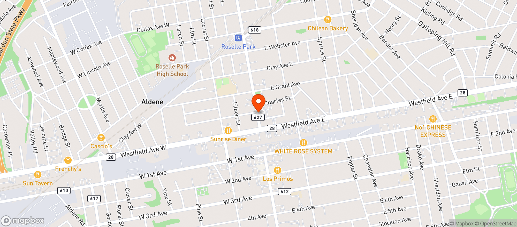 Map showing Roselle Park Wines & Spirits