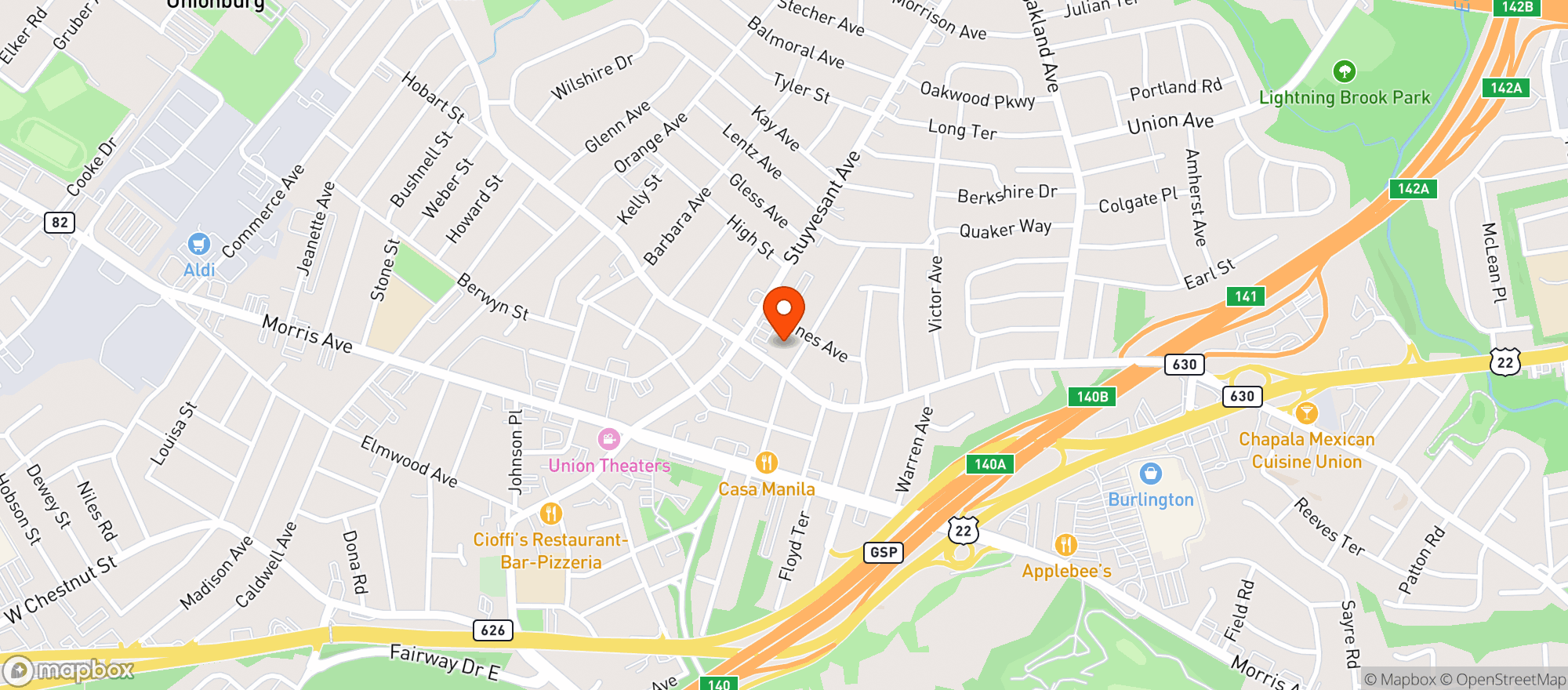 Map showing Stop & Shop - 0852 - Union