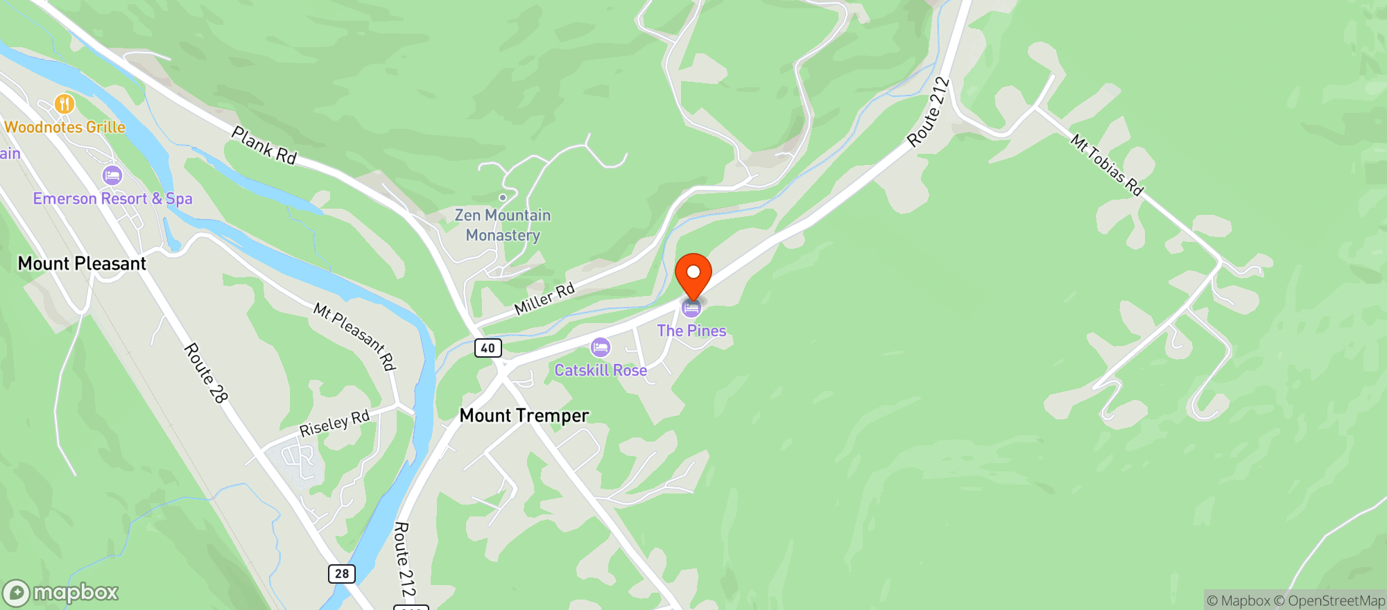 Map showing The Pines