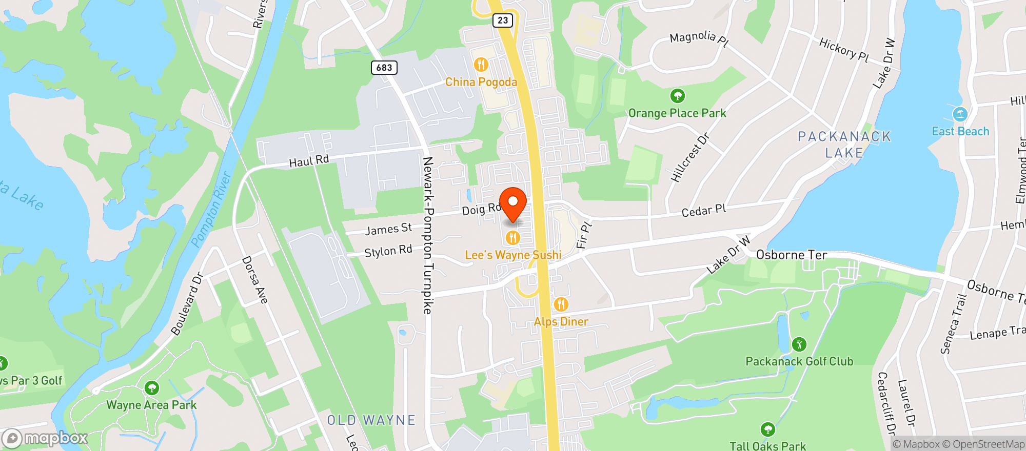 Map showing Shay?S Liquor- Wayne