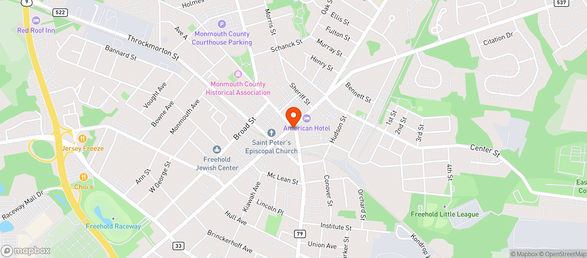 Map showing Freehold Liquor Conv.