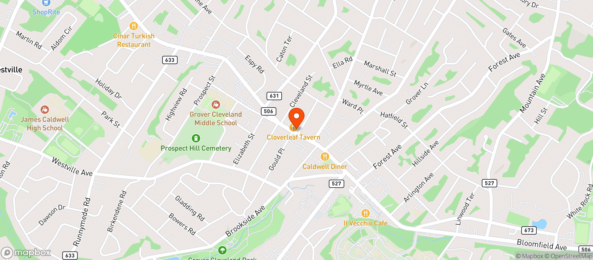 Map showing Cloverleaf Tavern