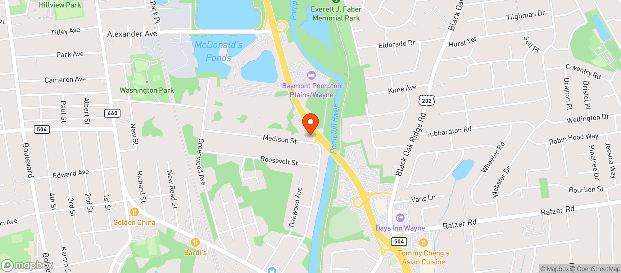 Map showing Cherries Sports Bar & Grill