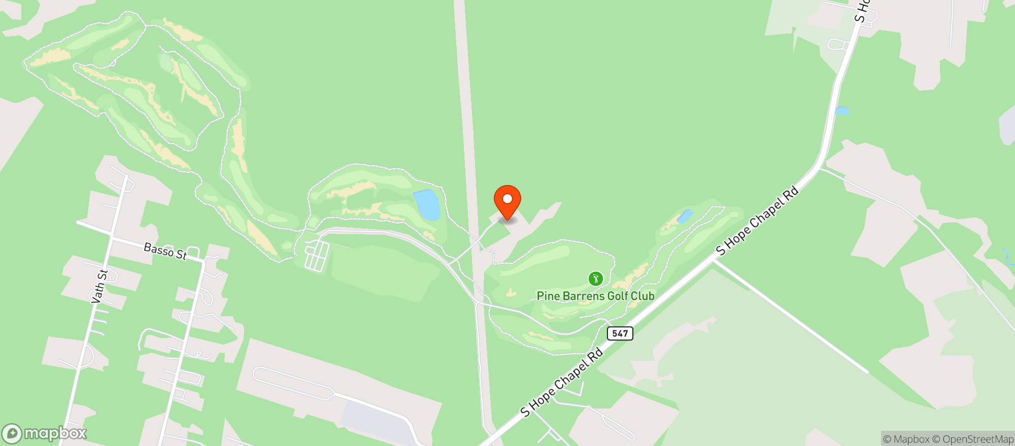 Map showing Pine Barrens Golf Club