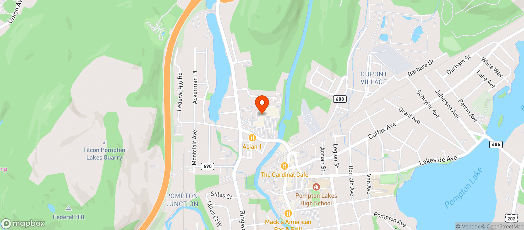 Map showing Pompton Craft House